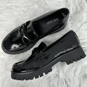 Nine West‎ Women’s Black Garren Link Accent Lug Sole Casual Loafers US 9.5